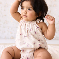 Organic Cotton Cassie Playsuit - Sweet William Floral Natural Childrens Playsuit from Jamie Kay NZ