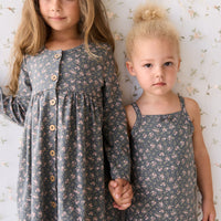 Organic Cotton Poppy Dress - Rosalie Floral Lava Childrens Dress from Jamie Kay NZ