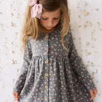 Organic Cotton Poppy Dress - Rosalie Floral Lava Childrens Dress from Jamie Kay NZ