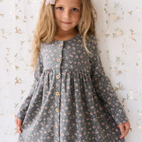 Organic Cotton Poppy Dress - Rosalie Floral Lava Childrens Dress from Jamie Kay NZ