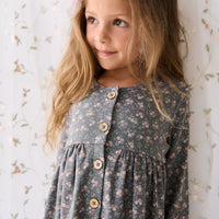 Organic Cotton Poppy Dress - Rosalie Floral Lava Childrens Dress from Jamie Kay NZ