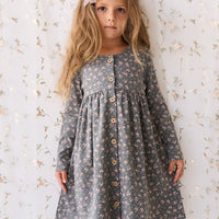 Organic Cotton Poppy Dress - Rosalie Floral Lava Childrens Dress from Jamie Kay NZ