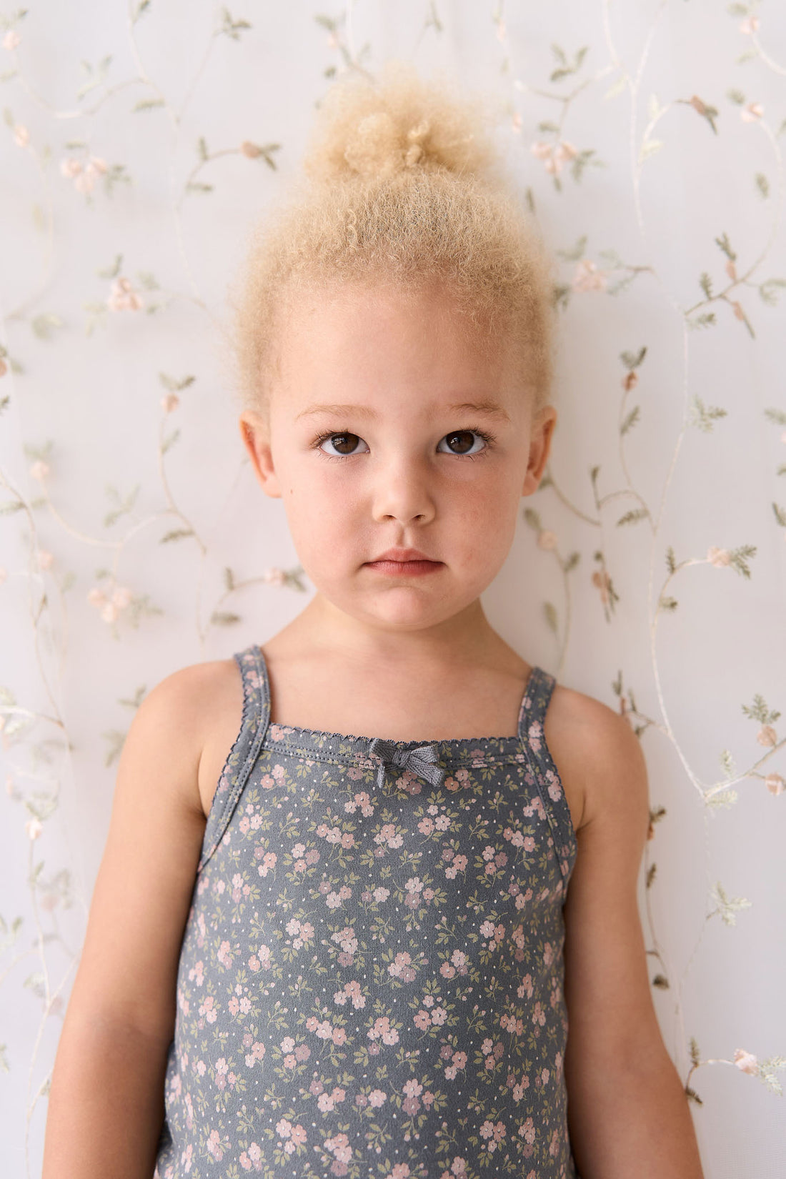 Organic Cotton Singlet - Rosalie Floral Lava Childrens Singlet from Jamie Kay NZ