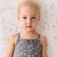 Organic Cotton Singlet - Rosalie Floral Lava Childrens Singlet from Jamie Kay NZ