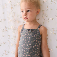 Organic Cotton Singlet - Rosalie Floral Lava Childrens Singlet from Jamie Kay NZ