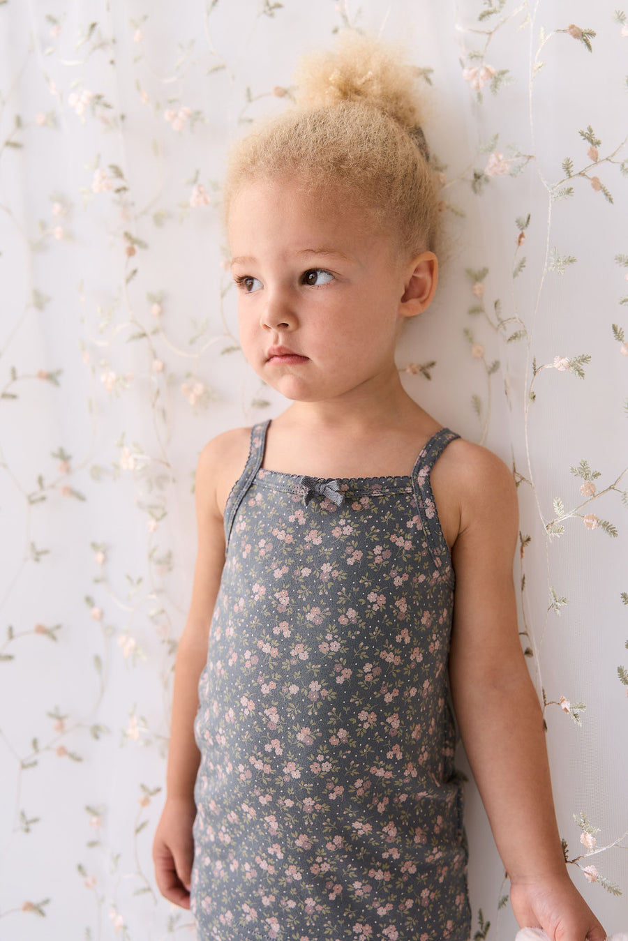 Organic Cotton Singlet - Rosalie Floral Lava Childrens Singlet from Jamie Kay NZ