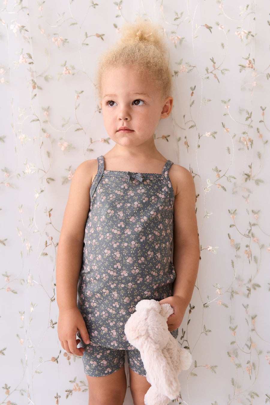 Organic Cotton Singlet - Rosalie Floral Lava Childrens Singlet from Jamie Kay NZ