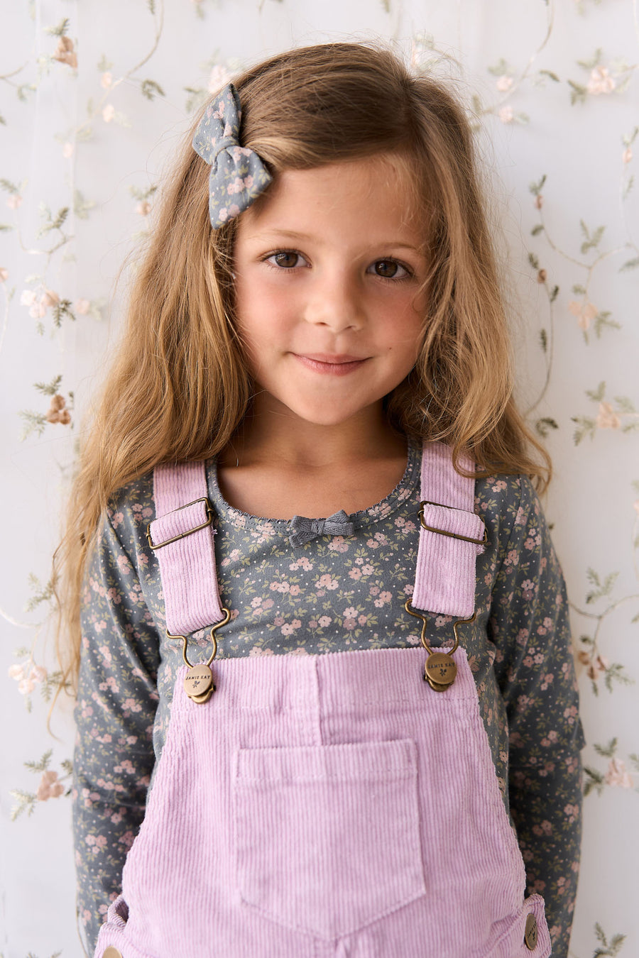 Organic Cotton Long Sleeve Top - Rosalie Floral Lava Childrens Top from Jamie Kay NZ