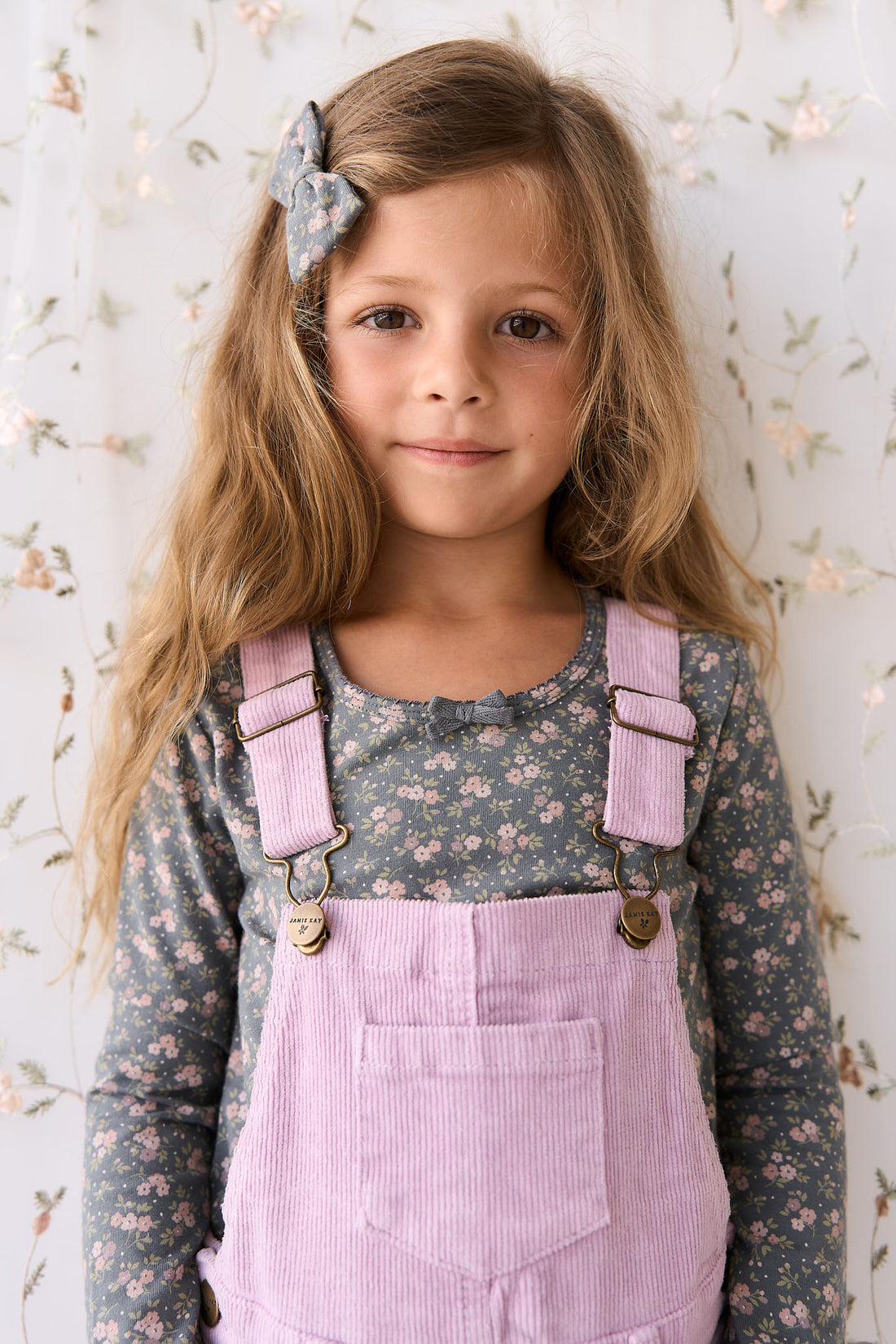 Organic Cotton Long Sleeve Top - Rosalie Floral Lava Childrens Top from Jamie Kay NZ