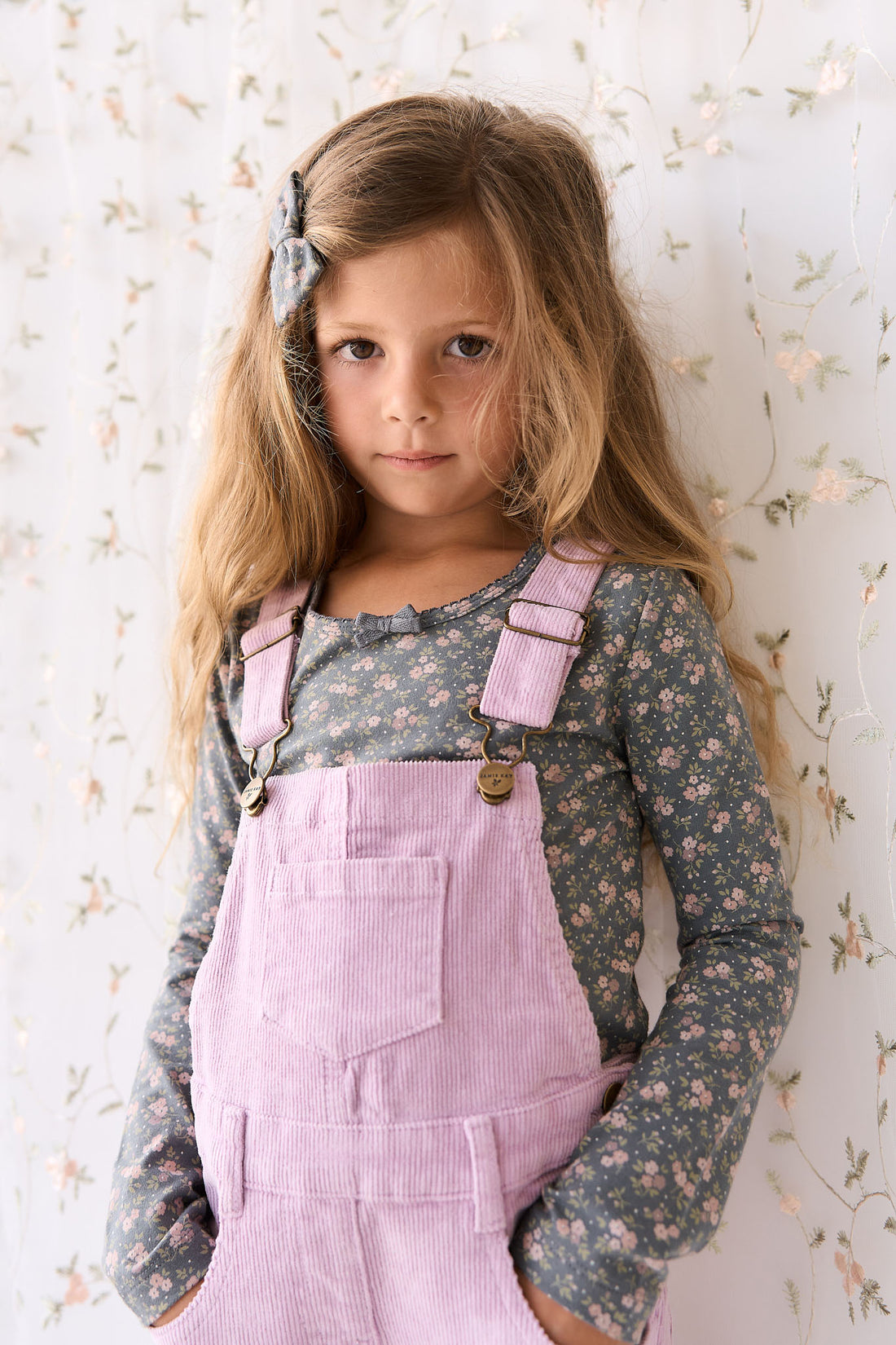 Organic Cotton Long Sleeve Top - Rosalie Floral Lava Childrens Top from Jamie Kay NZ