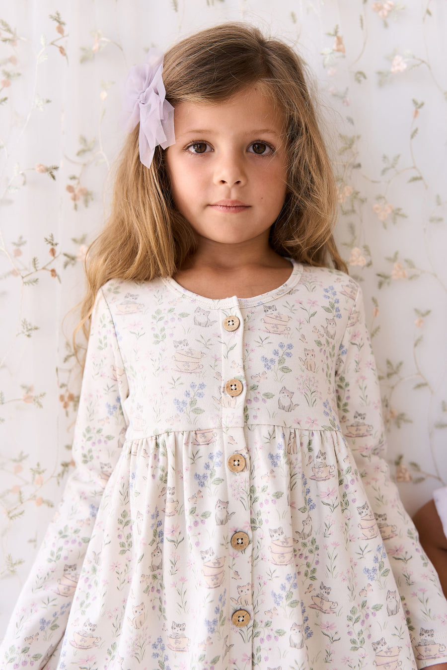 Organic Cotton Poppy Dress - Moons Garden Lavender Childrens Dress from Jamie Kay NZ