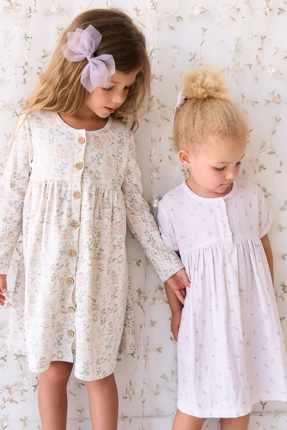 Organic Cotton Poppy Dress - Moons Garden Lavender Childrens Dress from Jamie Kay NZ