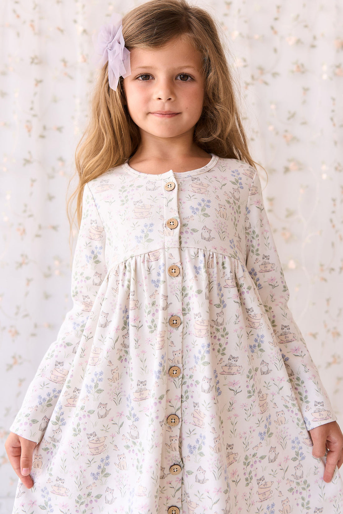 Organic Cotton Poppy Dress - Moons Garden Lavender Childrens Dress from Jamie Kay NZ