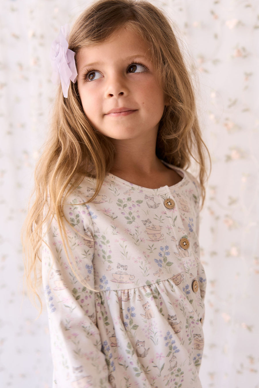 Organic Cotton Poppy Dress - Moons Garden Lavender Childrens Dress from Jamie Kay NZ