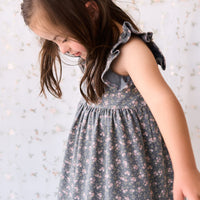 Organic Cotton Sienna Dress - Rosalie Floral Lava Childrens Dress from Jamie Kay NZ