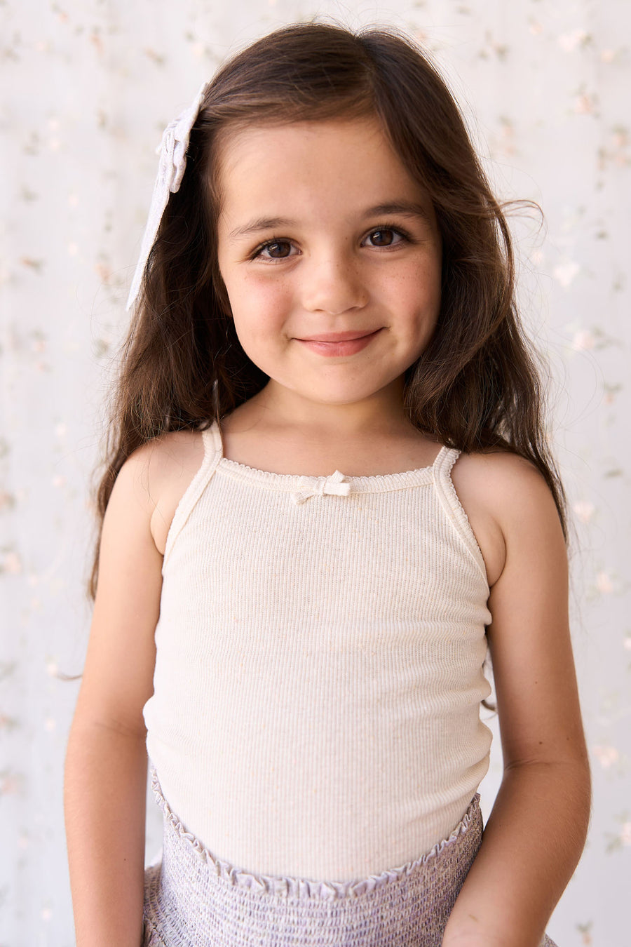 Organic Cotton Fine Rib Singlet - Lily Fleck Childrens Singlet from Jamie Kay NZ