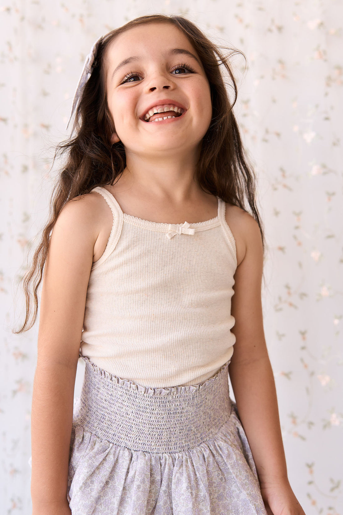 Organic Cotton Fine Rib Singlet - Lily Fleck Childrens Singlet from Jamie Kay NZ