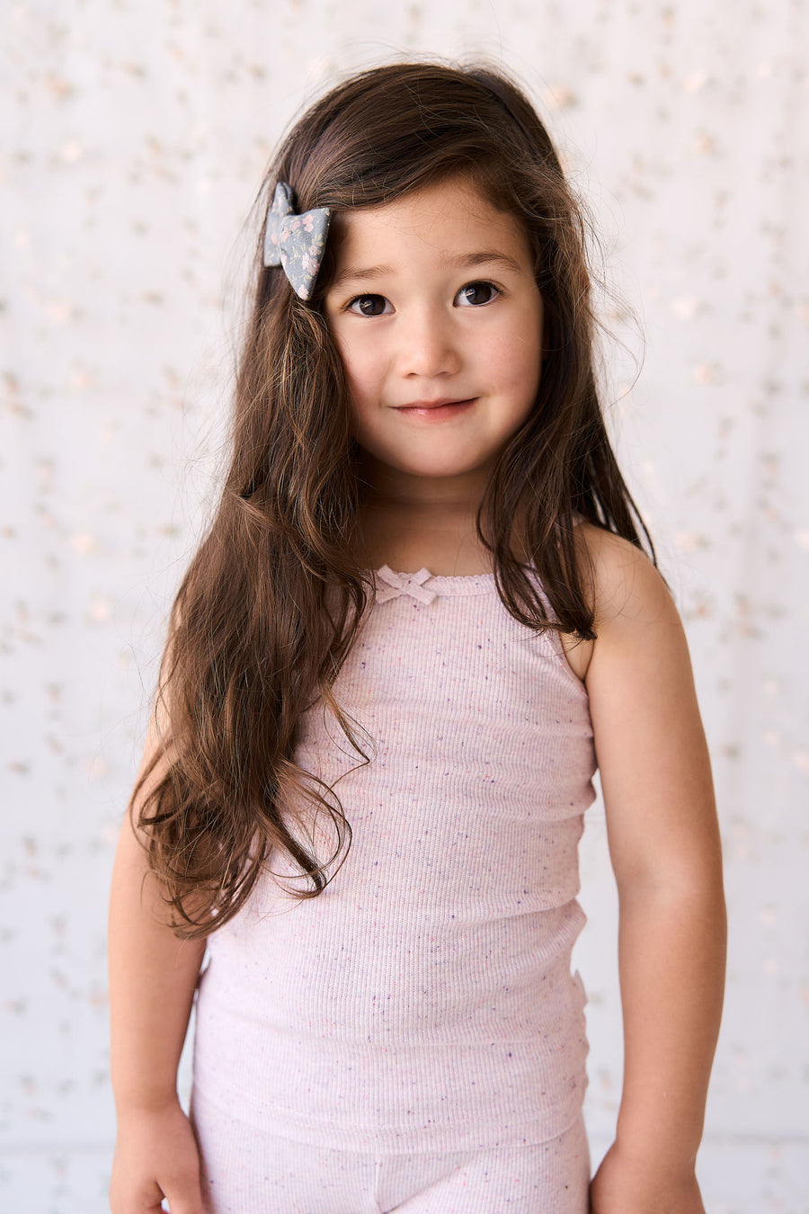 Organic Cotton Fine Rib Singlet - Tulip Fleck Childrens Singlet from Jamie Kay NZ