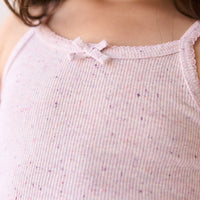 Organic Cotton Fine Rib Singlet - Tulip Fleck Childrens Singlet from Jamie Kay NZ