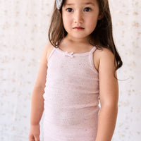 Organic Cotton Fine Rib Singlet - Tulip Fleck Childrens Singlet from Jamie Kay NZ