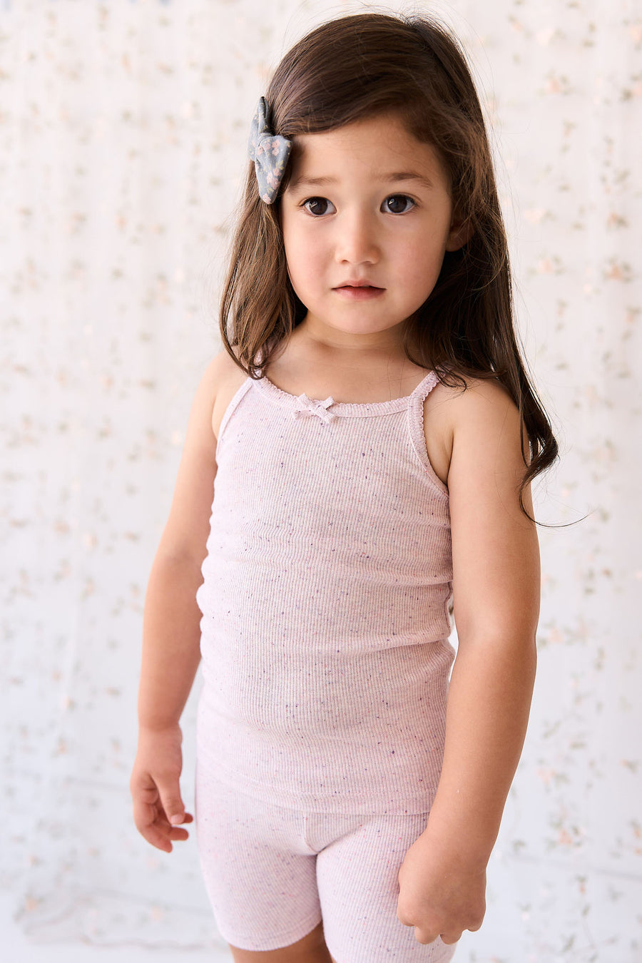 Organic Cotton Fine Rib Singlet - Tulip Fleck Childrens Singlet from Jamie Kay NZ