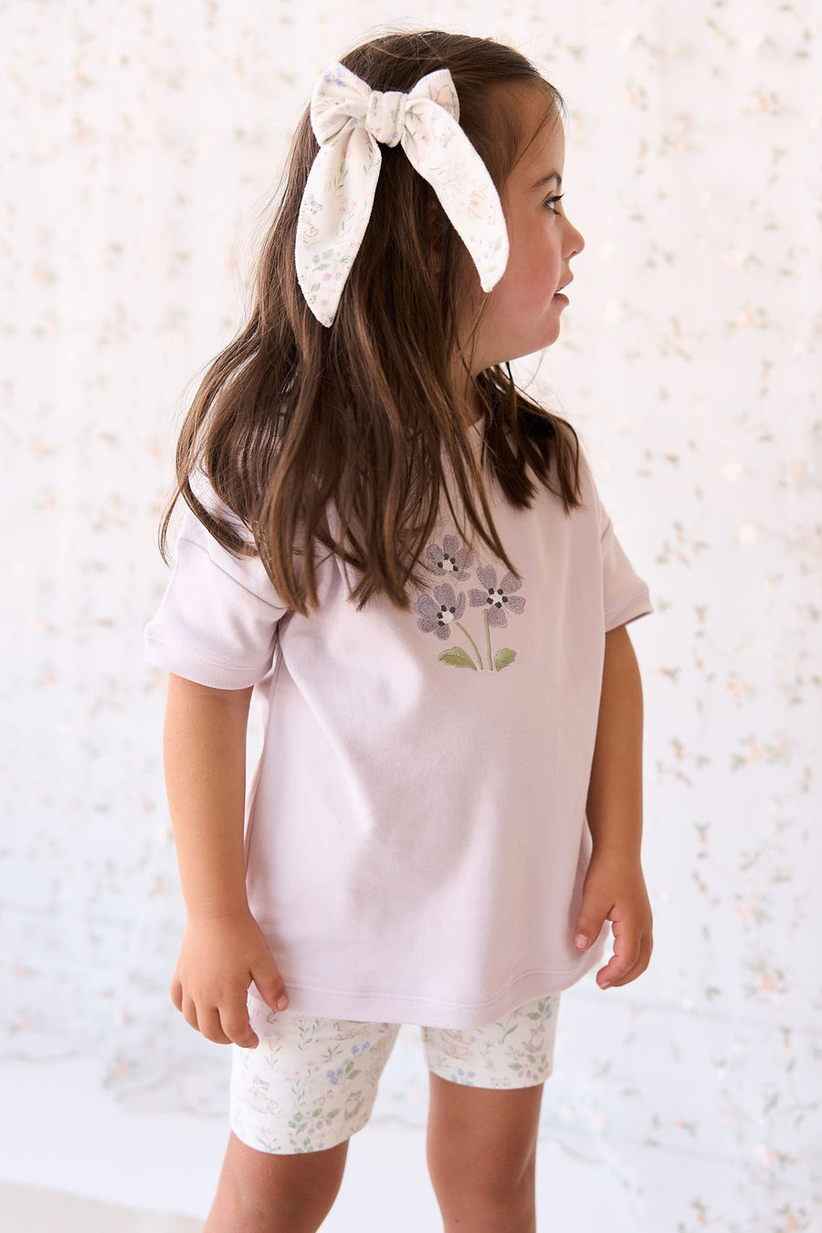 Organic Cotton Everyday Bike Short - Moons Garden Lavender Childrens Short from Jamie Kay NZ