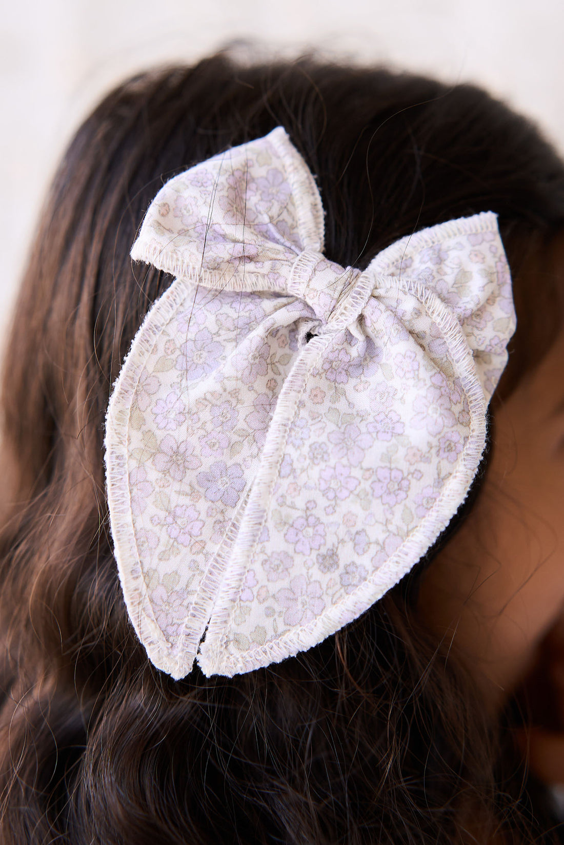 Organic Cotton Bow - Chloe Lavender Childrens Hair Bow from Jamie Kay NZ