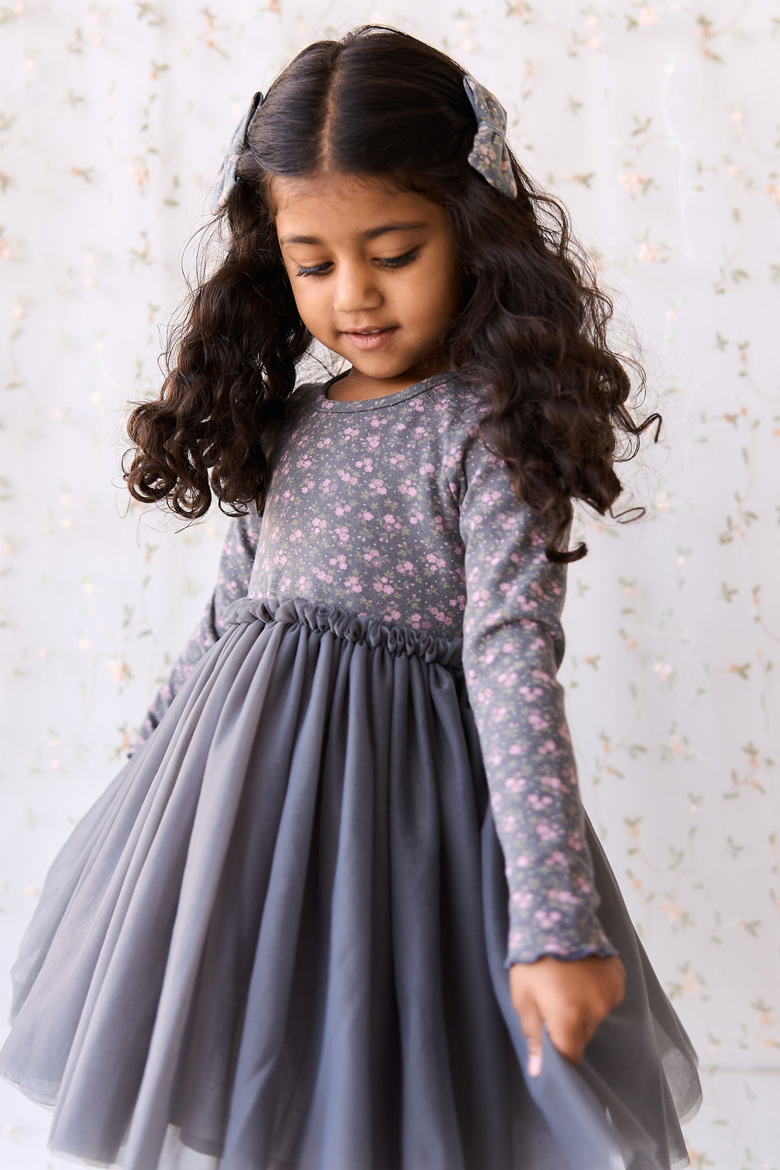 Anna Tulle Dress - Rosalie Floral Lava Childrens Dress from Jamie Kay NZ