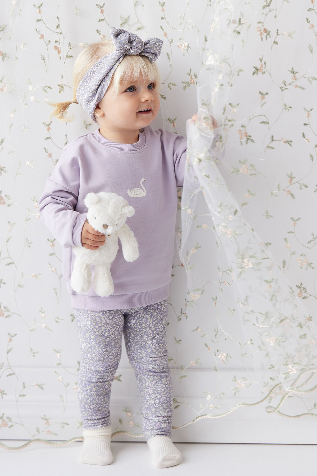 Organic Cotton Everyday Legging - April Lilac Childrens Legging from Jamie Kay NZ