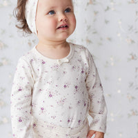 Organic Cotton Long Sleeve Top - Sweet William Floral Natural Childrens Top from Jamie Kay NZ