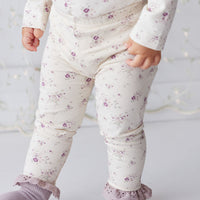 Organic Cotton Everyday Legging - Sweet William Floral Natural Childrens Legging from Jamie Kay NZ