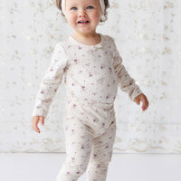 Organic Cotton Everyday Legging - Sweet William Floral Natural Childrens Legging from Jamie Kay NZ