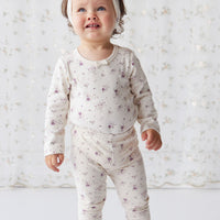 Organic Cotton Everyday Legging - Sweet William Floral Natural Childrens Legging from Jamie Kay NZ