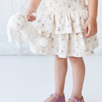 Organic Cotton Ruby Skirt - Sweet William Floral Natural Childrens Skirt from Jamie Kay NZ