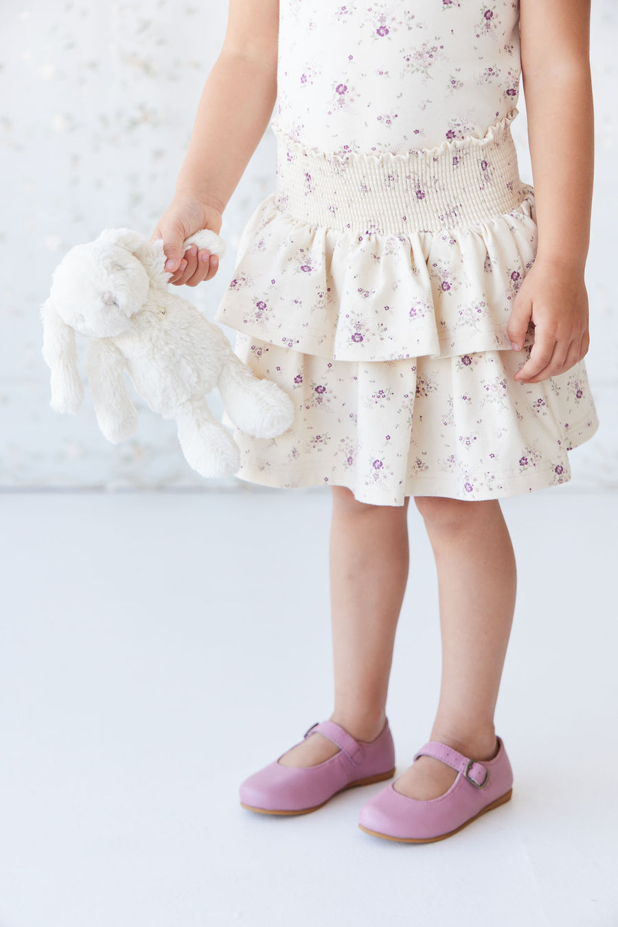 Organic Cotton Ruby Skirt - Sweet William Floral Natural Childrens Skirt from Jamie Kay NZ