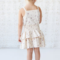 Organic Cotton Ruby Skirt - Sweet William Floral Natural Childrens Skirt from Jamie Kay NZ