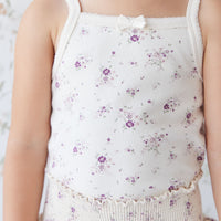 Organic Cotton Singlet - Sweet William Floral Natural Childrens Singlet from Jamie Kay NZ