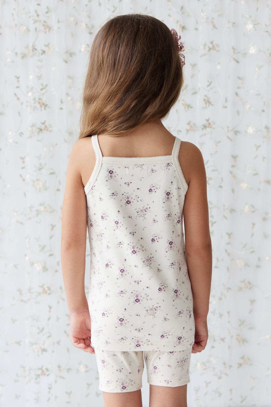 Organic Cotton Singlet - Sweet William Floral Natural Childrens Singlet from Jamie Kay NZ