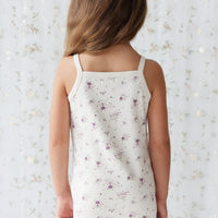 Organic Cotton Singlet - Sweet William Floral Natural Childrens Singlet from Jamie Kay NZ