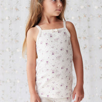 Organic Cotton Singlet - Sweet William Floral Natural Childrens Singlet from Jamie Kay NZ