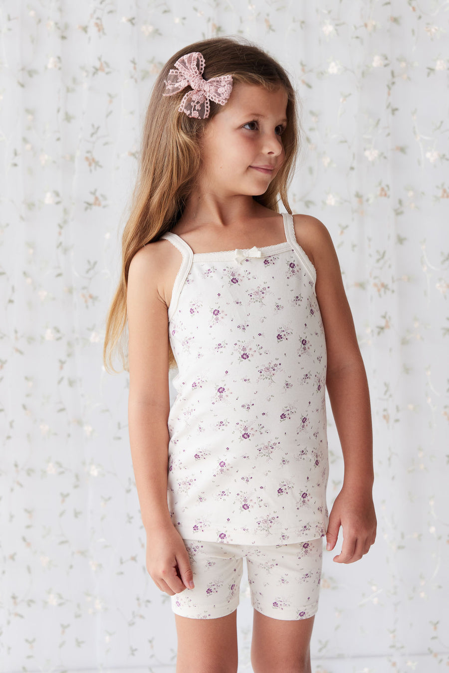 Organic Cotton Everyday Bike Short - Sweet William Floral Natural Childrens Short from Jamie Kay NZ