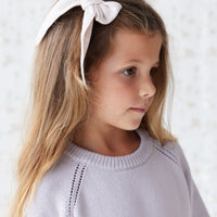 Organic Cotton Bow - Addie Lilac Childrens Hair Bow from Jamie Kay NZ