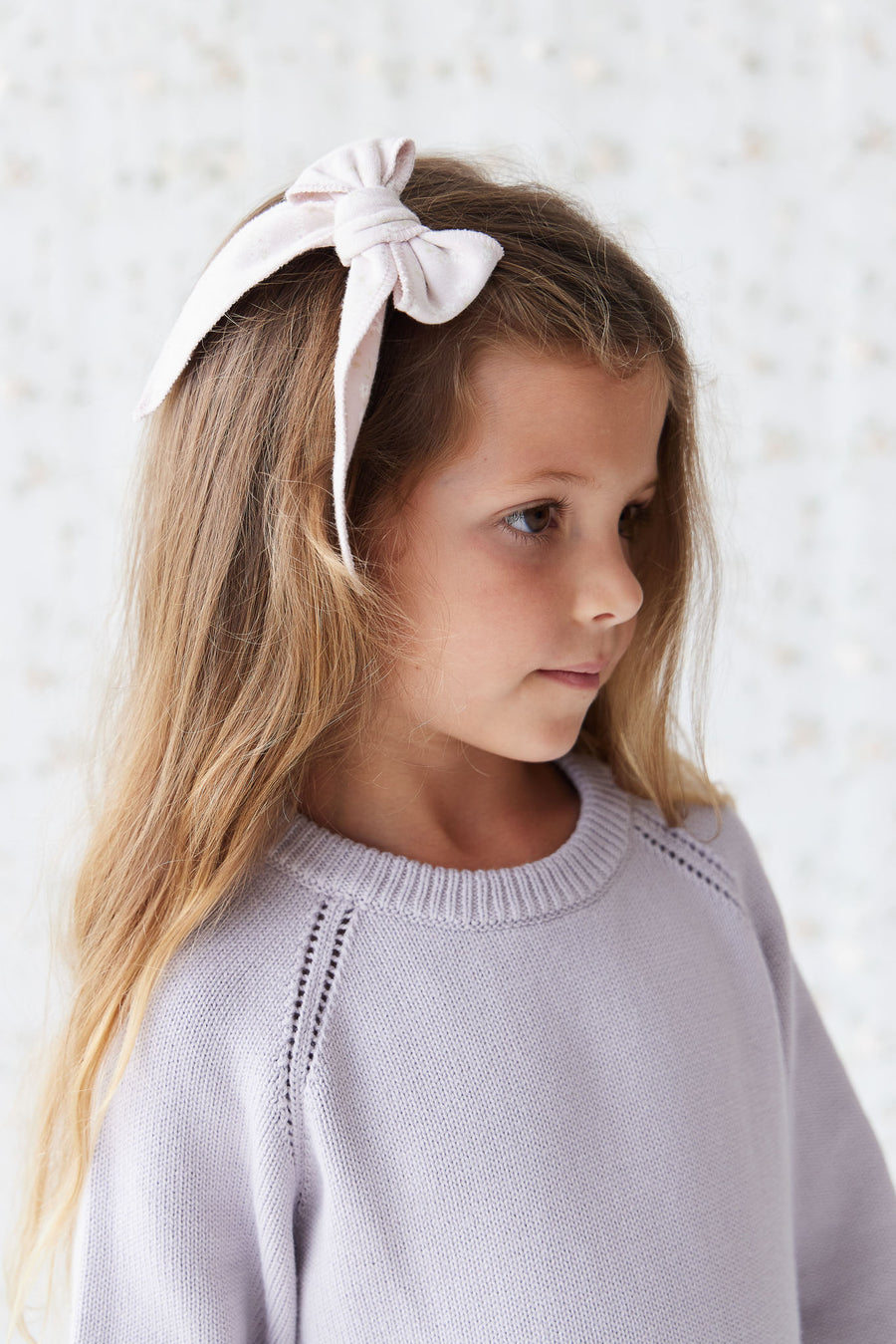 Organic Cotton Bow - Addie Lilac Childrens Hair Bow from Jamie Kay NZ