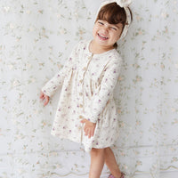 Organic Cotton Poppy Dress - Sweet William Floral Natural Childrens Dress from Jamie Kay NZ