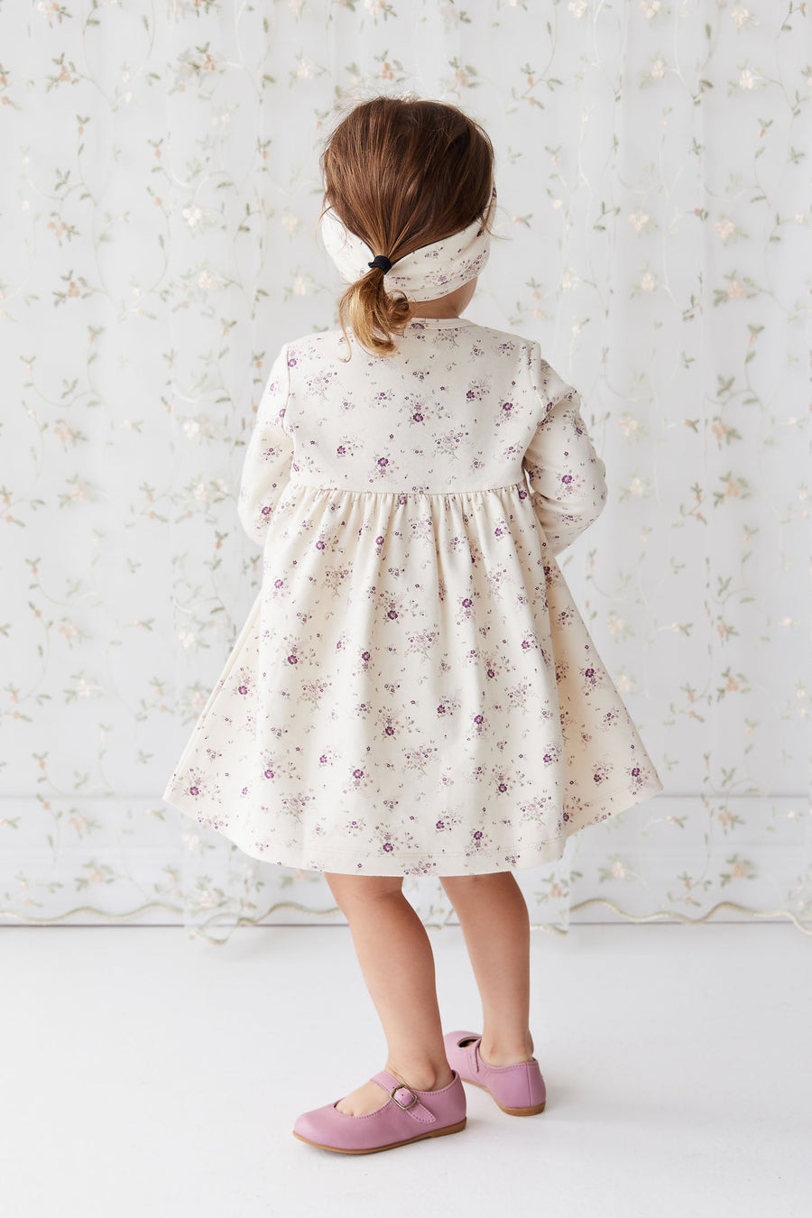 Organic Cotton Poppy Dress - Sweet William Floral Natural Childrens Dress from Jamie Kay NZ