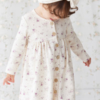 Organic Cotton Poppy Dress - Sweet William Floral Natural Childrens Dress from Jamie Kay NZ