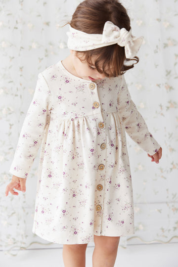 Organic Cotton Poppy Dress - Sweet William Floral Natural Childrens Dress from Jamie Kay NZ