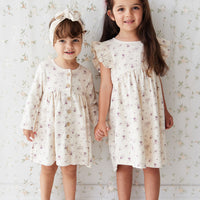 Organic Cotton Poppy Dress - Sweet William Floral Natural Childrens Dress from Jamie Kay NZ