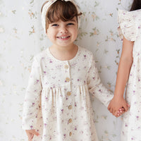 Organic Cotton Poppy Dress - Sweet William Floral Natural Childrens Dress from Jamie Kay NZ