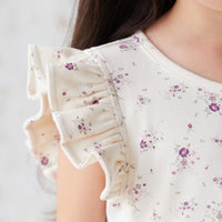 Organic Cotton Ada Dress - Sweet William Floral Natural Childrens Dress from Jamie Kay NZ